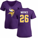 NFL Women's Nike Minnesota Vikings #26 Trae Waynes Purple Name & Number Logo Slim Fit T-Shirt