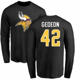 NFL Nike Minnesota Vikings #42 Ben Gedeon Black Name & Number Logo Long Sleeve T-Shirt