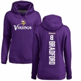NFL Women's Nike Minnesota Vikings #8 Sam Bradford Purple Backer Pullover Hoodie