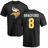 NFL Nike Minnesota Vikings #8 Sam Bradford Black Name & Number Logo T-Shirt