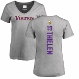 NFL Women's Nike Minnesota Vikings #19 Adam Thielen Ash Backer V-Neck T-Shirt