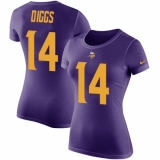 Women's Nike Minnesota Vikings #14 Stefon Diggs Purple Rush Pride Name & Number T-Shirt