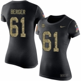 Women's Nike Minnesota Vikings #61 Joe Berger Black Camo Salute to Service T-Shirt