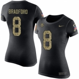 Women's Nike Minnesota Vikings #8 Sam Bradford Black Camo Salute to Service T-Shirt