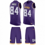 Men's Nike Minnesota Vikings #84 Randy Moss Limited Purple Tank Top Suit NFL Jersey