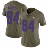 Women's Nike Minnesota Vikings #84 Randy Moss Limited Olive 2017 Salute to Service NFL Jersey