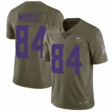 Men's Nike Minnesota Vikings #84 Randy Moss Limited Olive 2017 Salute to Service NFL Jersey