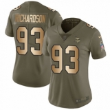 Women's Nike Minnesota Vikings #93 Sheldon Richardson Limited Olive/Gold 2017 Salute to Service NFL Jersey
