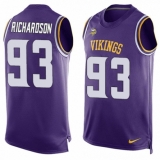 Men's Nike Minnesota Vikings #93 Sheldon Richardson Limited Purple Player Name & Number Tank Top NFL Jersey
