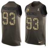 Men's Nike Minnesota Vikings #93 Sheldon Richardson Limited Green Salute to Service Tank Top NFL Jersey
