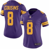 Women's Nike Minnesota Vikings #8 Kirk Cousins Limited Purple Rush Vapor Untouchable NFL Jersey
