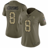 Women's Nike Minnesota Vikings #8 Kirk Cousins Limited Olive Camo 2017 Salute to Service NFL Jersey