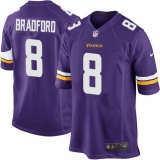Men's Nike Minnesota Vikings #8 Sam Bradford Game Purple Team Color NFL Jersey