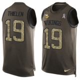 Men's Nike Minnesota Vikings #19 Adam Thielen Limited Green Salute to Service Tank Top NFL Jersey