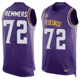 Men's Nike Minnesota Vikings #72 Mike Remmers Limited Purple Player Name & Number Tank Top NFL Jersey