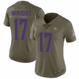 Women's Nike Minnesota Vikings #17 Jarius Wright Limited Olive 2017 Salute to Service NFL Jersey