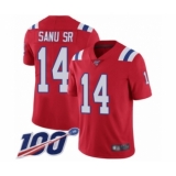 Men's New England Patriots #14 Mohamed Sanu Sr Red Alternate Vapor Untouchable Limited Player 100th Season Football Jersey