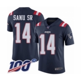 Men's New England Patriots #14 Mohamed Sanu Sr Limited Navy Blue Rush Vapor Untouchable 100th Season Football Jersey