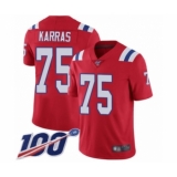 Men's New England Patriots #75 Ted Karras Red Alternate Vapor Untouchable Limited Player 100th Season Football Jersey