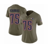 Women's New England Patriots #75 Ted Karras Limited Olive 2017 Salute to Service Football Jersey