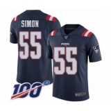 Men's New England Patriots #55 John Simon Limited Navy Blue Rush Vapor Untouchable 100th Season Football Jersey