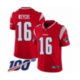 Men's New England Patriots #16 Jakobi Meyers Limited Red Inverted Legend 100th Season Football Jersey