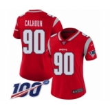 Women's New England Patriots #90 Shilique Calhoun Limited Red Inverted Legend 100th Season Football Jersey
