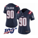 Women's New England Patriots #90 Shilique Calhoun Limited Navy Blue Rush Vapor Untouchable 100th Season Football Jersey