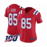 Women's New England Patriots #85 Ryan Izzo Red Alternate Vapor Untouchable Limited Player 100th Season Football Jersey