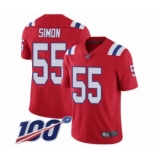 Youth New England Patriots #55 John Simon Red Alternate Vapor Untouchable Limited Player 100th Season Football Jersey