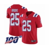 Men's New England Patriots #25 Terrence Brooks Red Alternate Vapor Untouchable Limited Player 100th Season Football Jersey