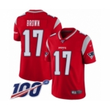 Men's New England Patriots #17 Antonio Brown Limited Red Inverted Legend 100th Season Football Jersey