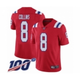 Men's New England Patriots #8 Jamie Collins Red Alternate Vapor Untouchable Limited Player 100th Season Football Jersey