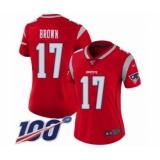 Women's New England Patriots #17 Antonio Brown Limited Red Inverted Legend 100th Season Football Jersey
