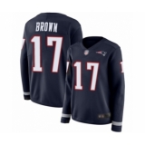 Women's New England Patriots #17 Antonio Brown Limited Navy Blue Therma Long Sleeve Football Jersey