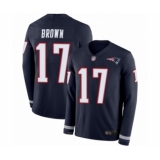 Youth New England Patriots #17 Antonio Brown Limited Navy Blue Therma Long Sleeve Football Jersey