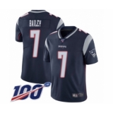 Men's New England Patriots #7 Jake Bailey Navy Blue Team Color Vapor Untouchable Limited Player 100th Season Football Jersey