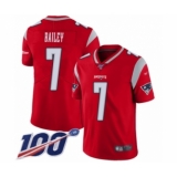 Men's New England Patriots #7 Jake Bailey Limited Red Inverted Legend 100th Season Football Jersey