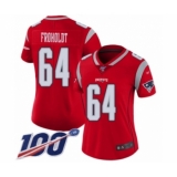 Women's New England Patriots #64 Hjalte Froholdt Limited Red Inverted Legend 100th Season Football Jersey