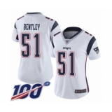 Women's New England Patriots #51 JaWhaun Bentley White Vapor Untouchable Limited Player 100th Season Football Jersey