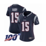 Women's New England Patriots #15 NKeal Harry Navy Blue Team Color Vapor Untouchable Limited Player 100th Season Football Jersey