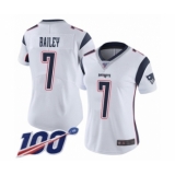 Women's New England Patriots #7 Jake Bailey White Vapor Untouchable Limited Player 100th Season Football Jersey