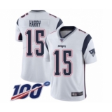 Youth New England Patriots #15 NKeal Harry White Vapor Untouchable Limited Player 100th Season Football Jersey