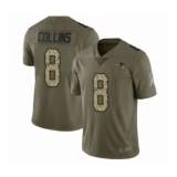 Men's New England Patriots #8 Jamie Collins Limited Olive Camo 2017 Salute to Service Football Jersey