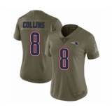 Women's New England Patriots #8 Jamie Collins Limited Olive 2017 Salute to Service Football Jersey