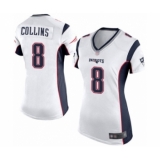 Women's New England Patriots #8 Jamie Collins Game White Football Jersey
