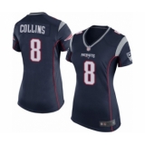 Women's New England Patriots #8 Jamie Collins Game Navy Blue Team Color Football Jersey