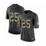 Men's New England Patriots #25 Terrence Brooks Limited Black 2016 Salute to Service Football Jersey