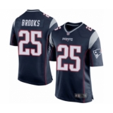 Men's New England Patriots #25 Terrence Brooks Game Navy Blue Team Color Football Jersey