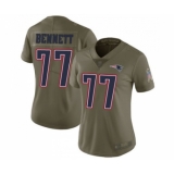 Women's New England Patriots #77 Michael Bennett Limited Olive 2017 Salute to Service Football Jersey